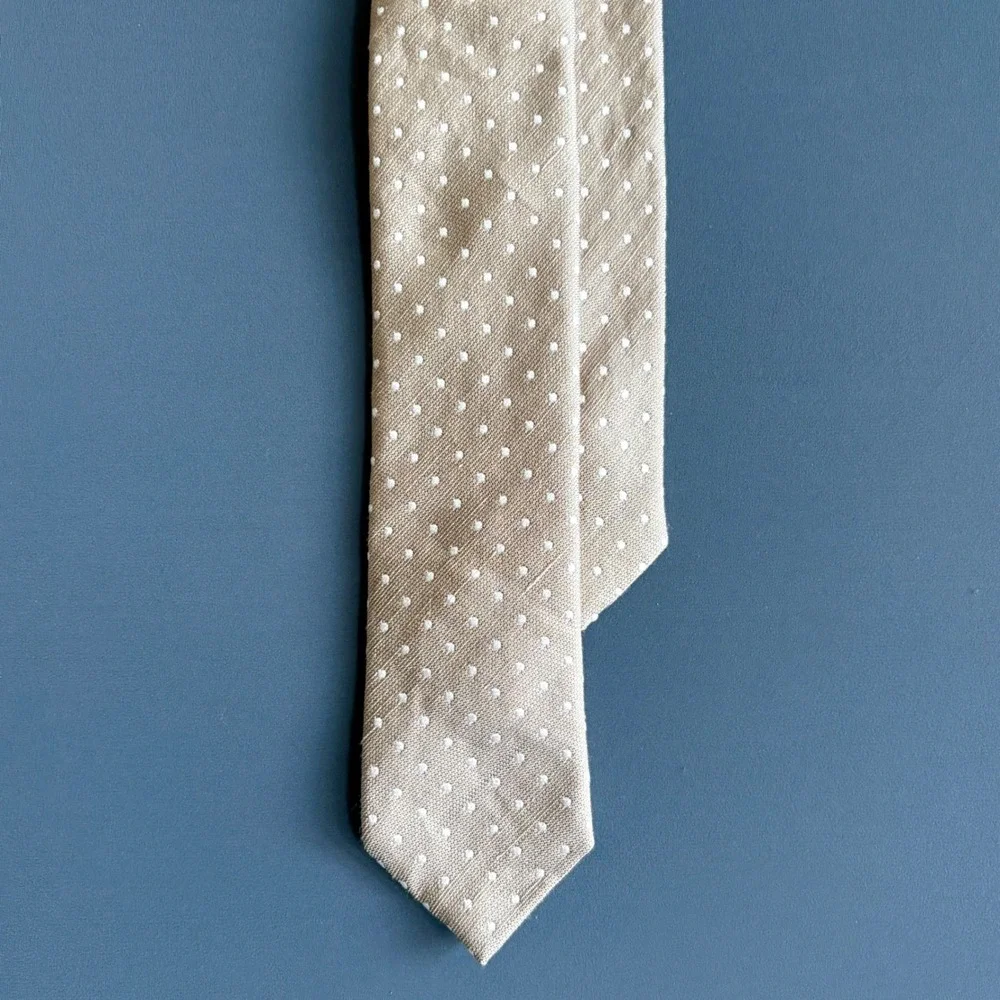SAND Silk Linen Polka Dot  Mens Necktie | Length 60